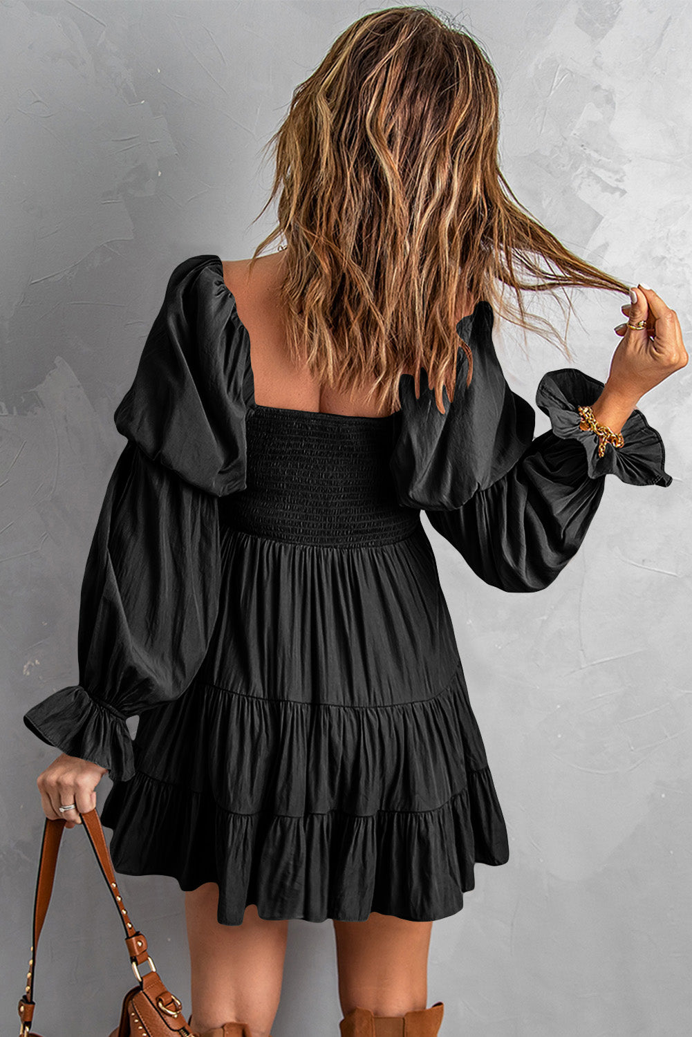 Bliss Smocked Off-Shoulder Tiered Mini Dress (Copy)