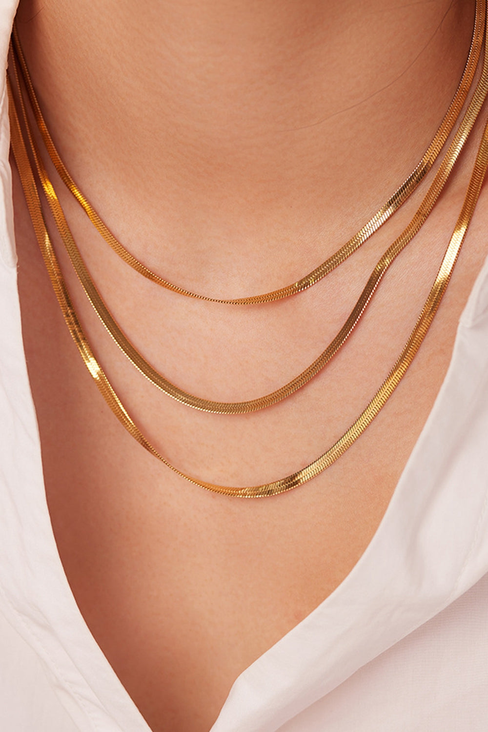 Aphrodite Triple-Layered Stainless Steel Gold Plated Snake Chain Necklace (Copy)