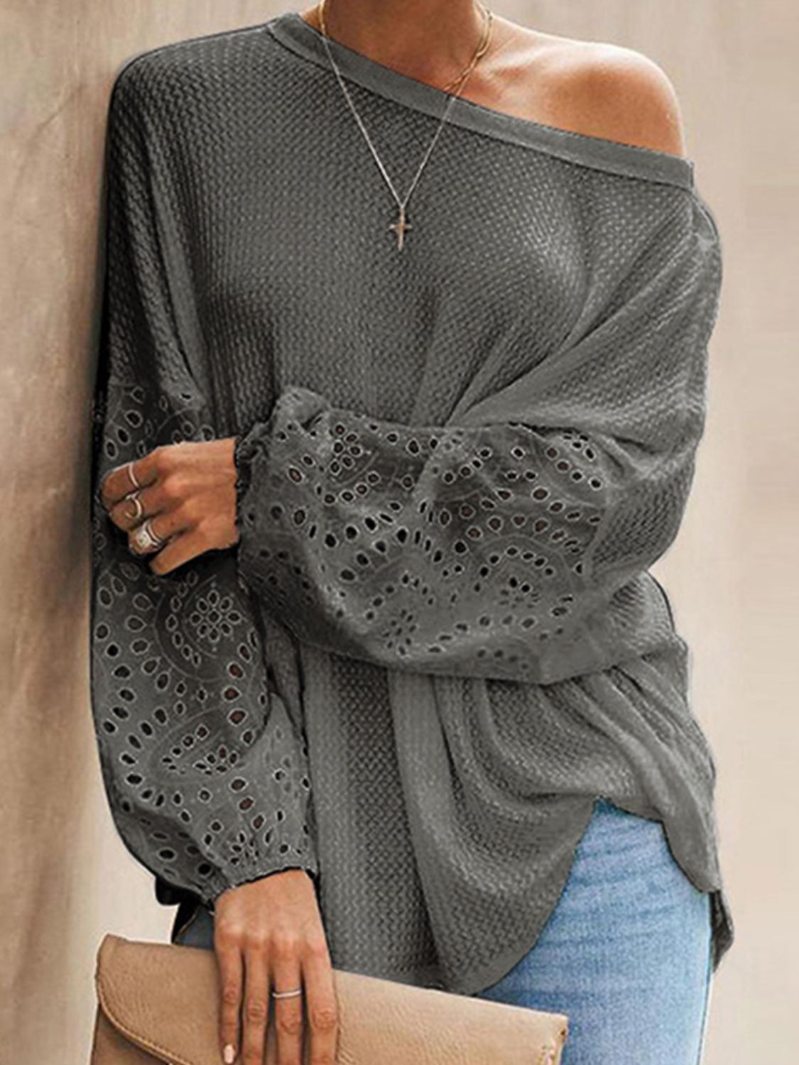 Davis Dropped Shoulder Boat Neck Blouse