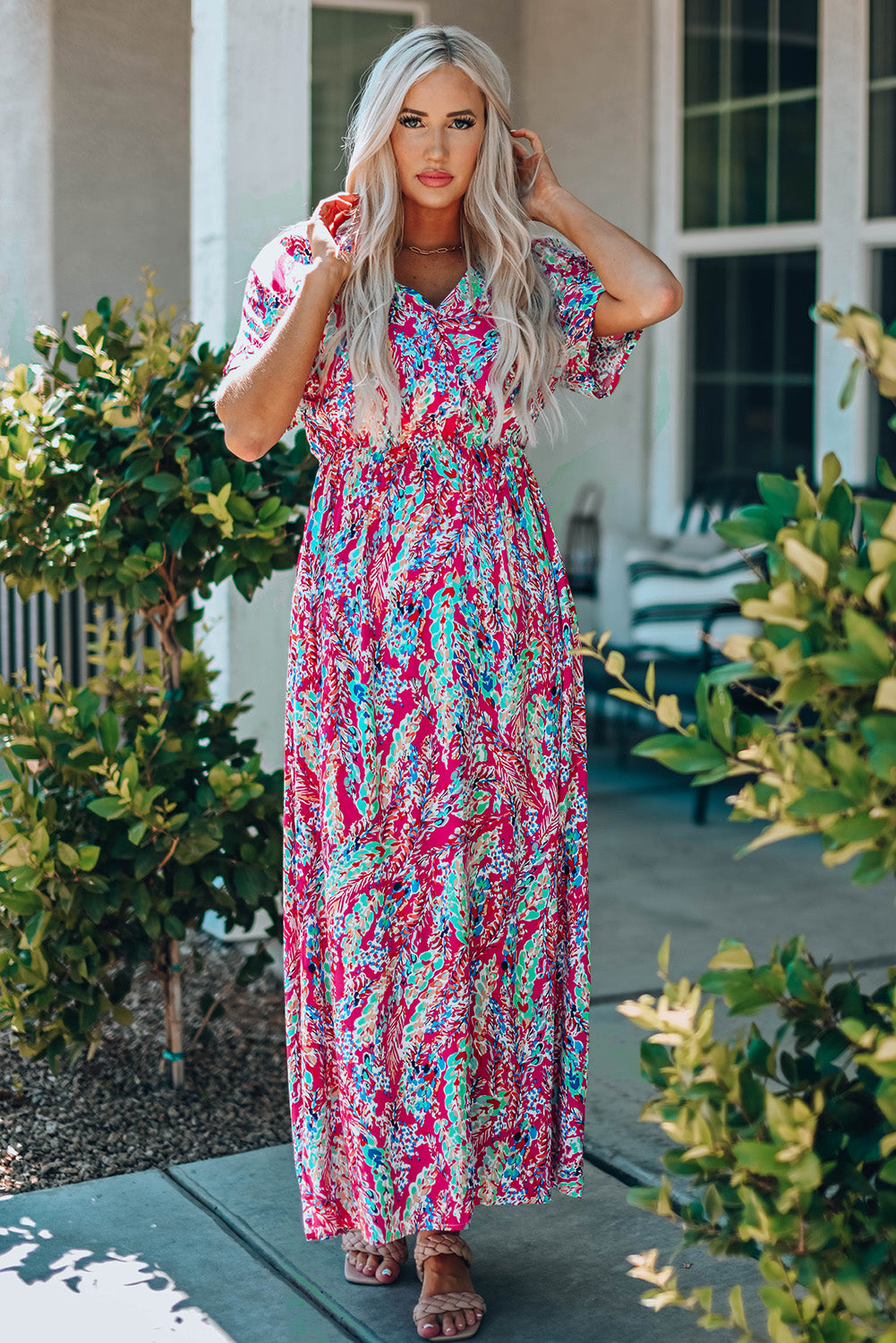 One Thing at a Time Multicolored V-Neck Maxi Dress