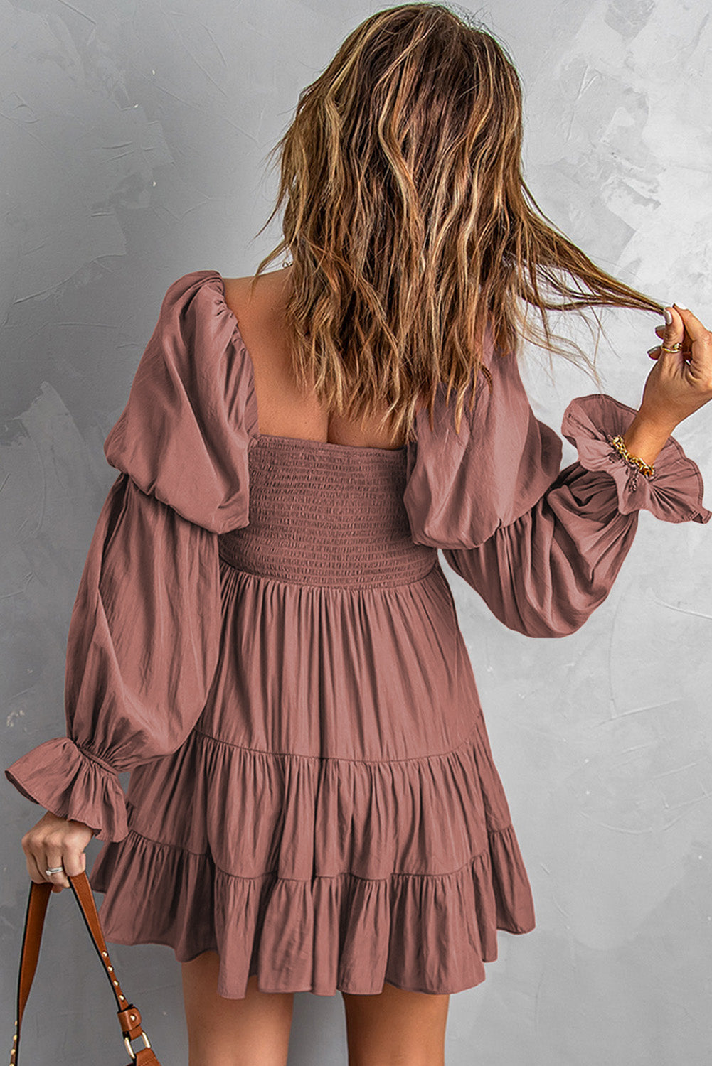 Bliss Smocked Off-Shoulder Tiered Mini Dress (Copy)