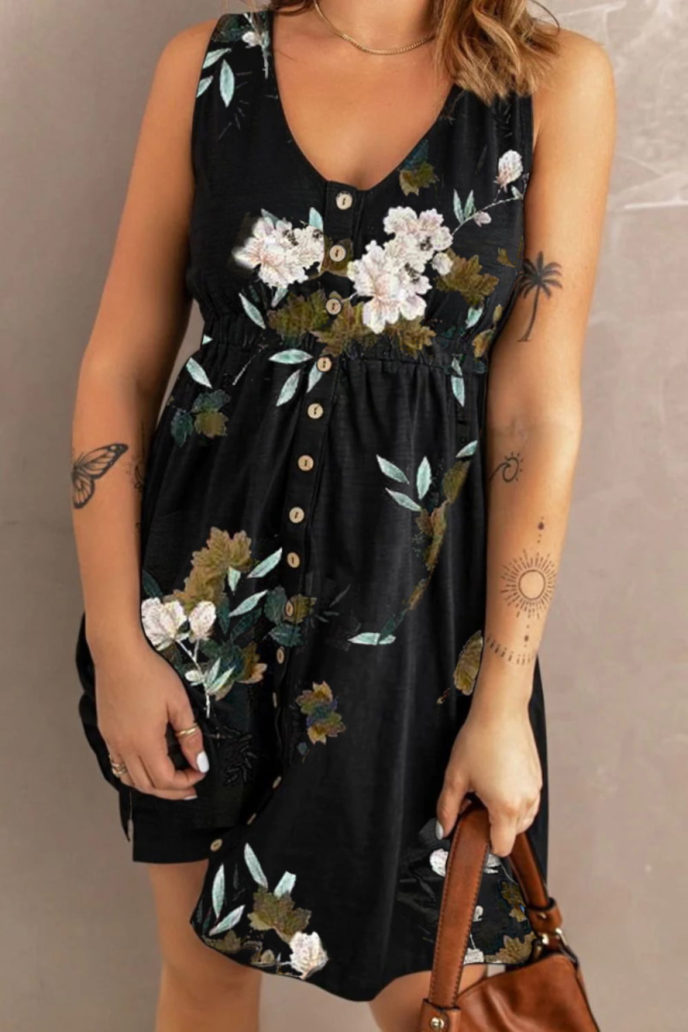 Carson Scoop Neck Sleeveless Buttoned Magic Dress with Pockets (Copy)