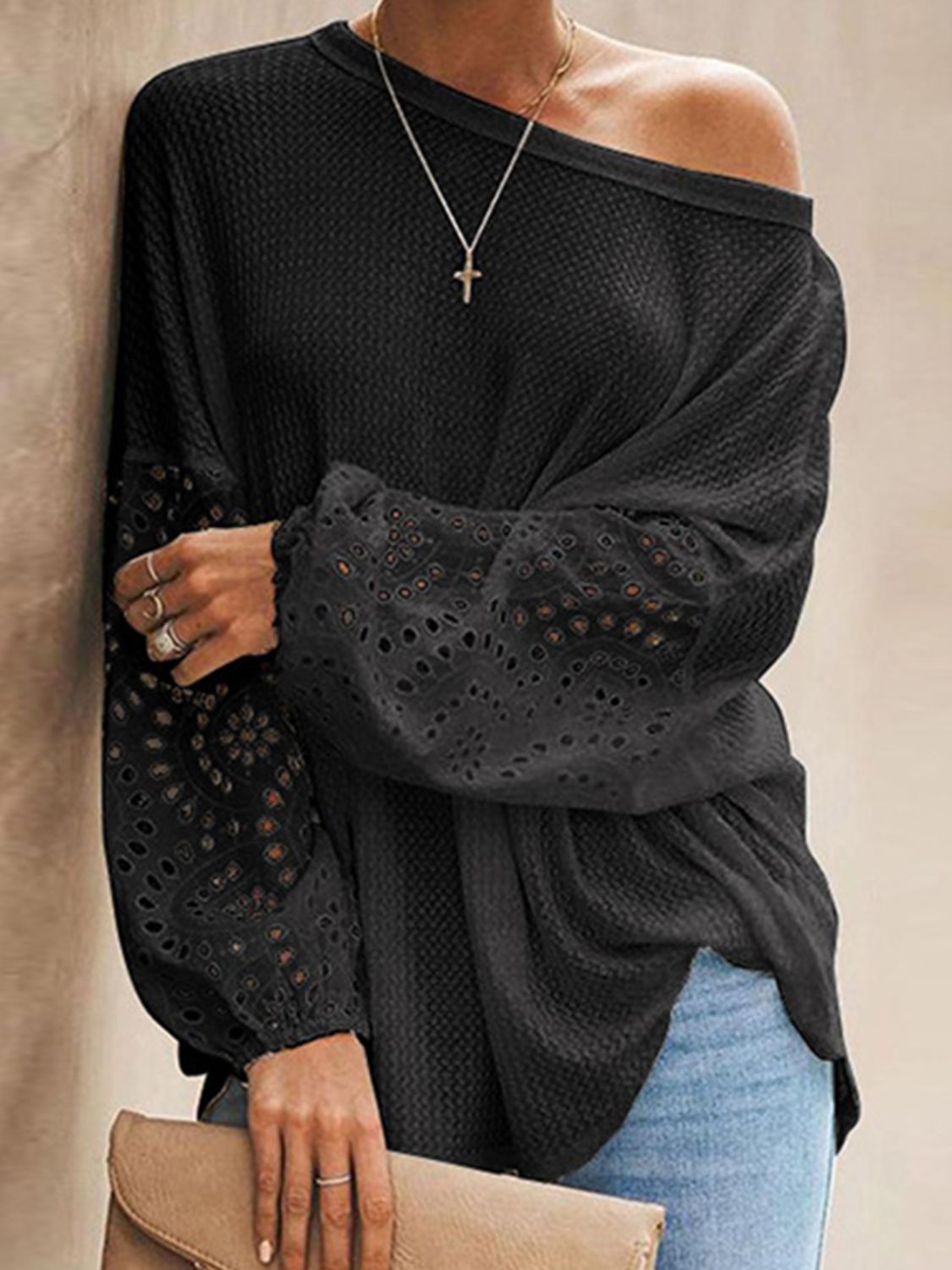 Davis Dropped Shoulder Boat Neck Blouse