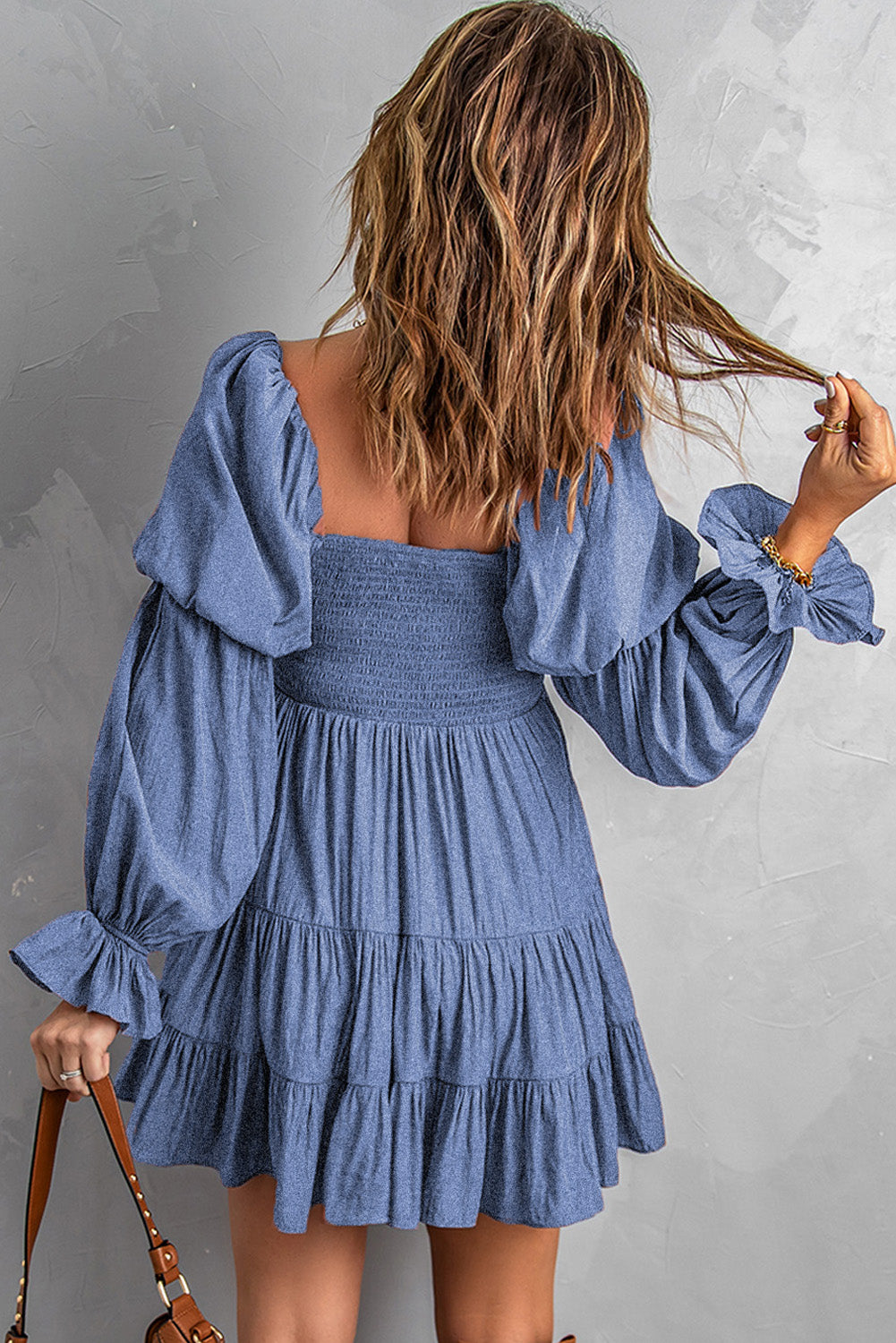 Bliss Smocked Off-Shoulder Tiered Mini Dress (Copy)