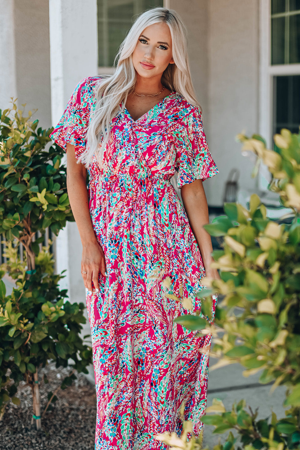 One Thing at a Time Multicolored V-Neck Maxi Dress
