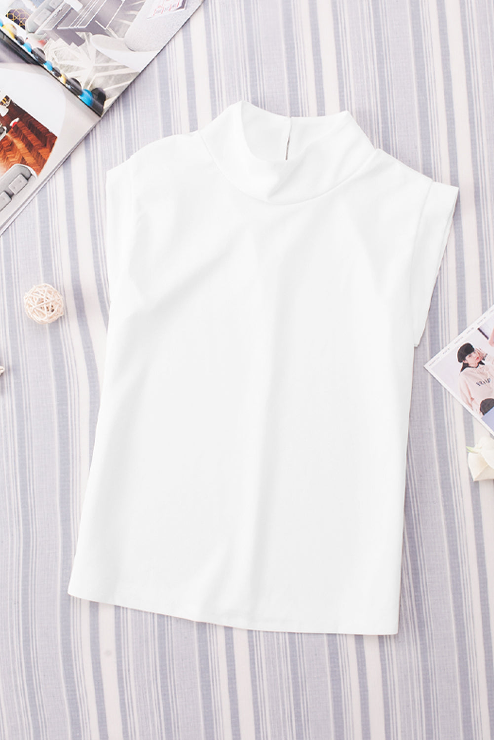 Amaya Mock Neck Cap Sleeve Blouse (Copy)