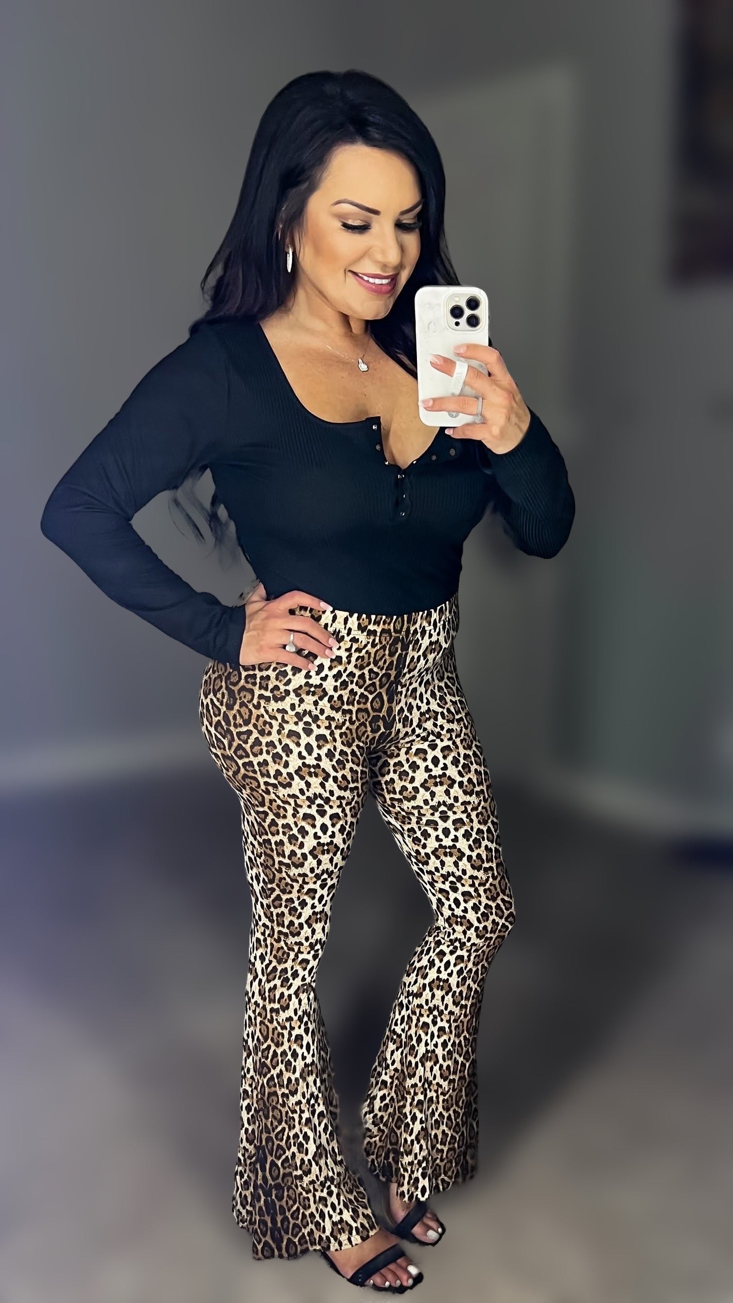 Dancing Queen Leopard Print Flare Leg Pants