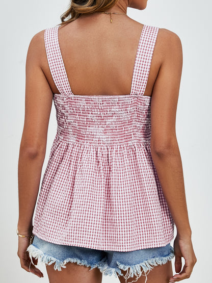 Smocked Plaid Square Neck Tank (Copy)