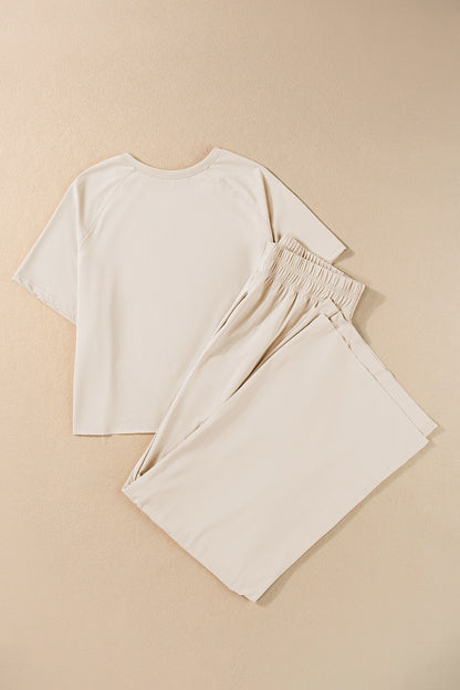 Jet Set Round Neck Short Sleeve Top and Pants Set