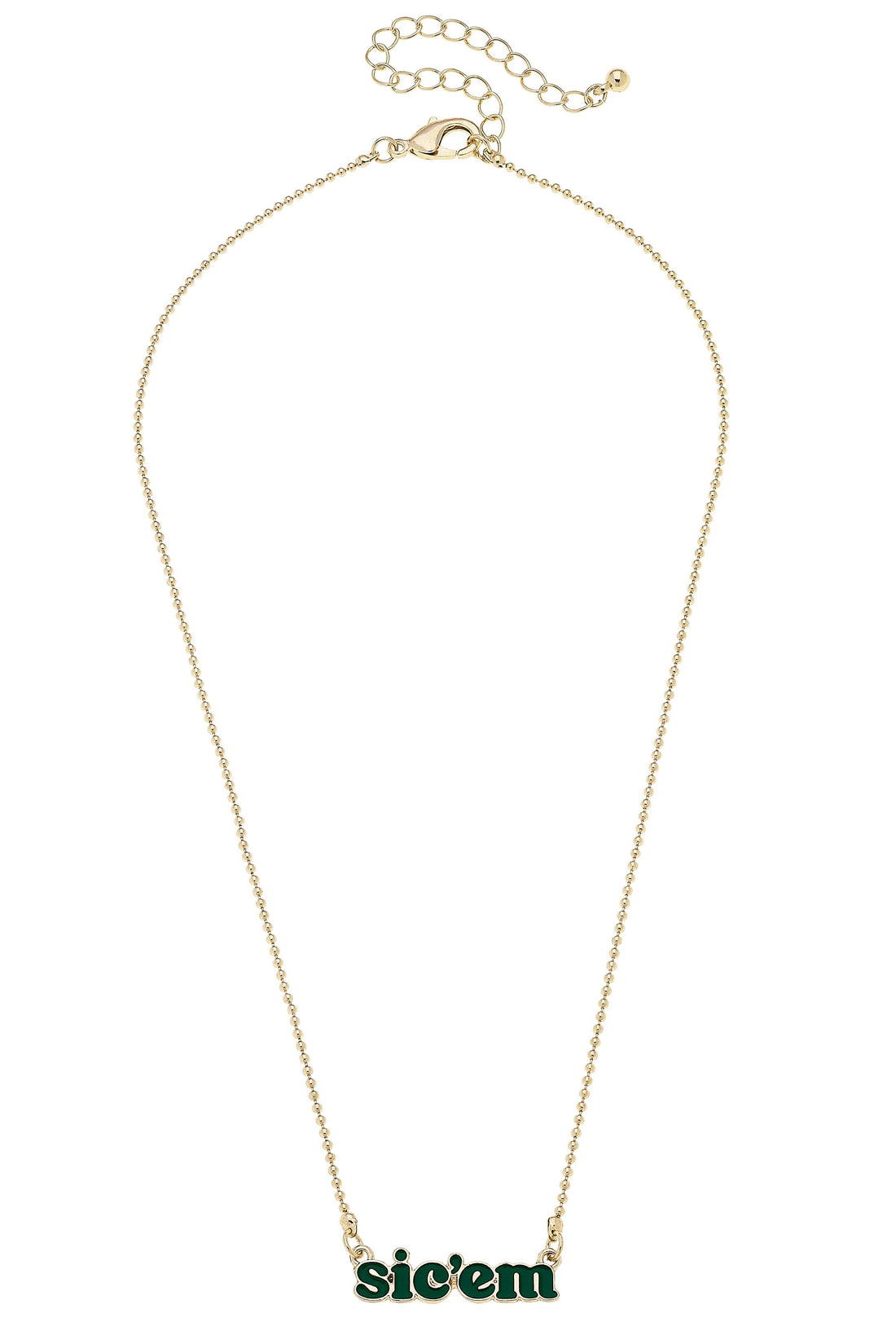 Baylor Bears Slogan Necklace in Green/Shiny Gold