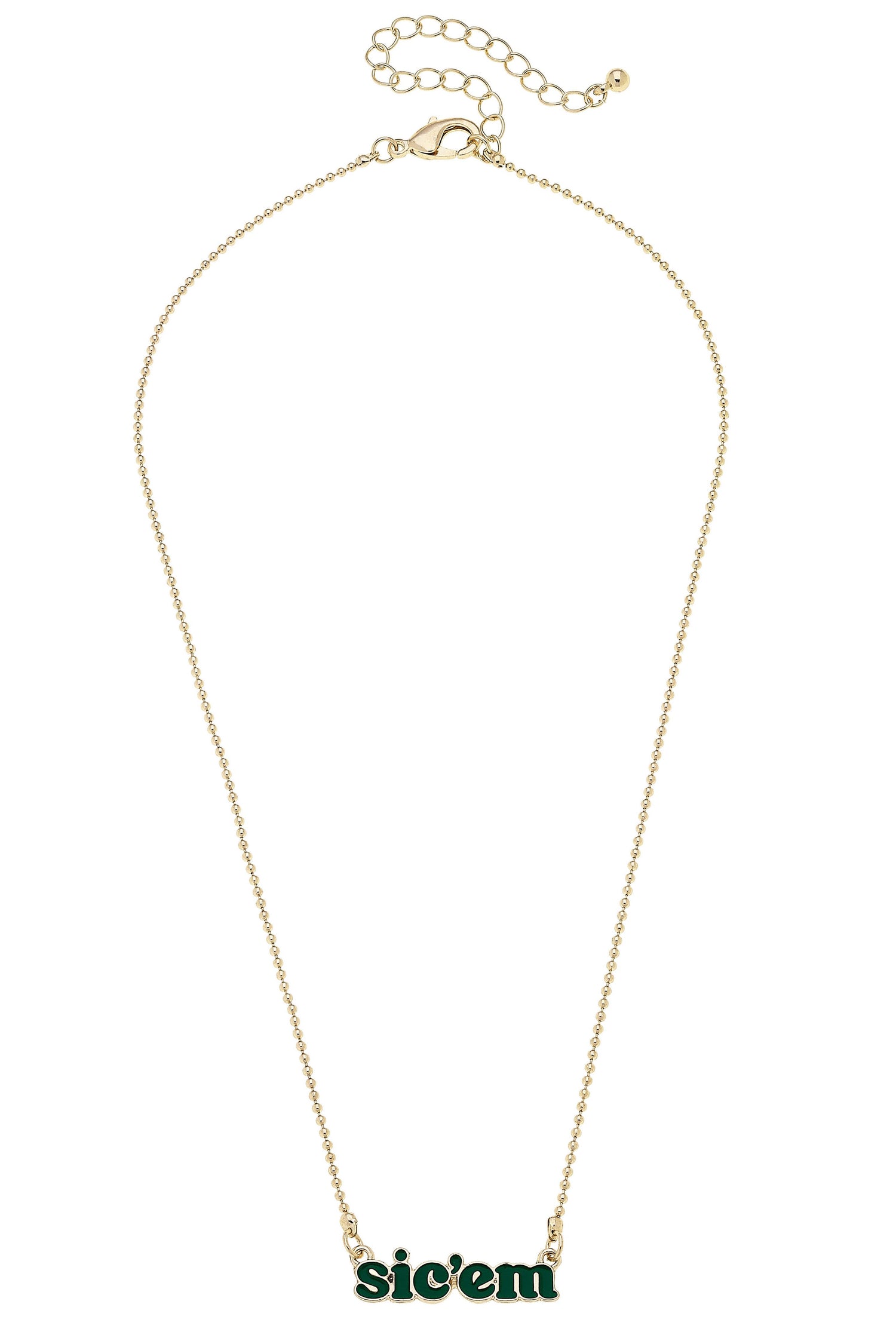 Baylor Bears Slogan Necklace in Green/Shiny Gold