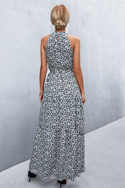 Logan Printed Sleeveless Tie Waist Maxi Dress (Copy)