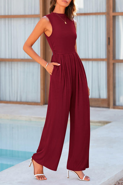 Grenada Mock Neck Sleeveless Wide Leg Jumpsuit (Copy)