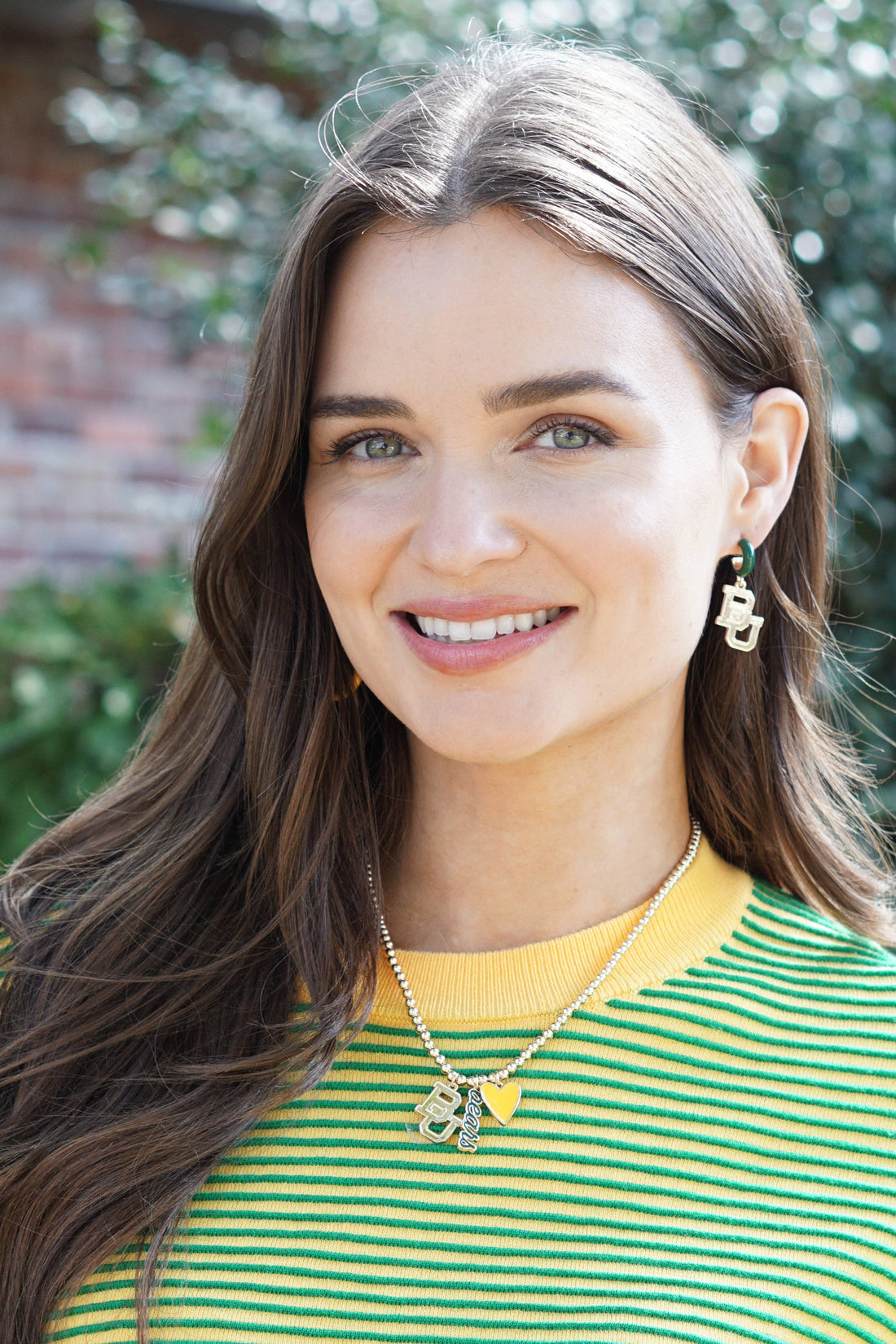 Baylor Bears Ball Bead Charm Necklace in Shiny Gold