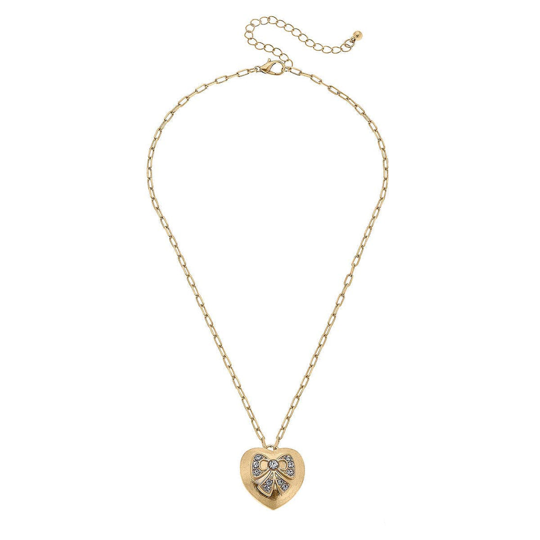 Blair Pavé Bow Heart Pendant Necklace in Gold