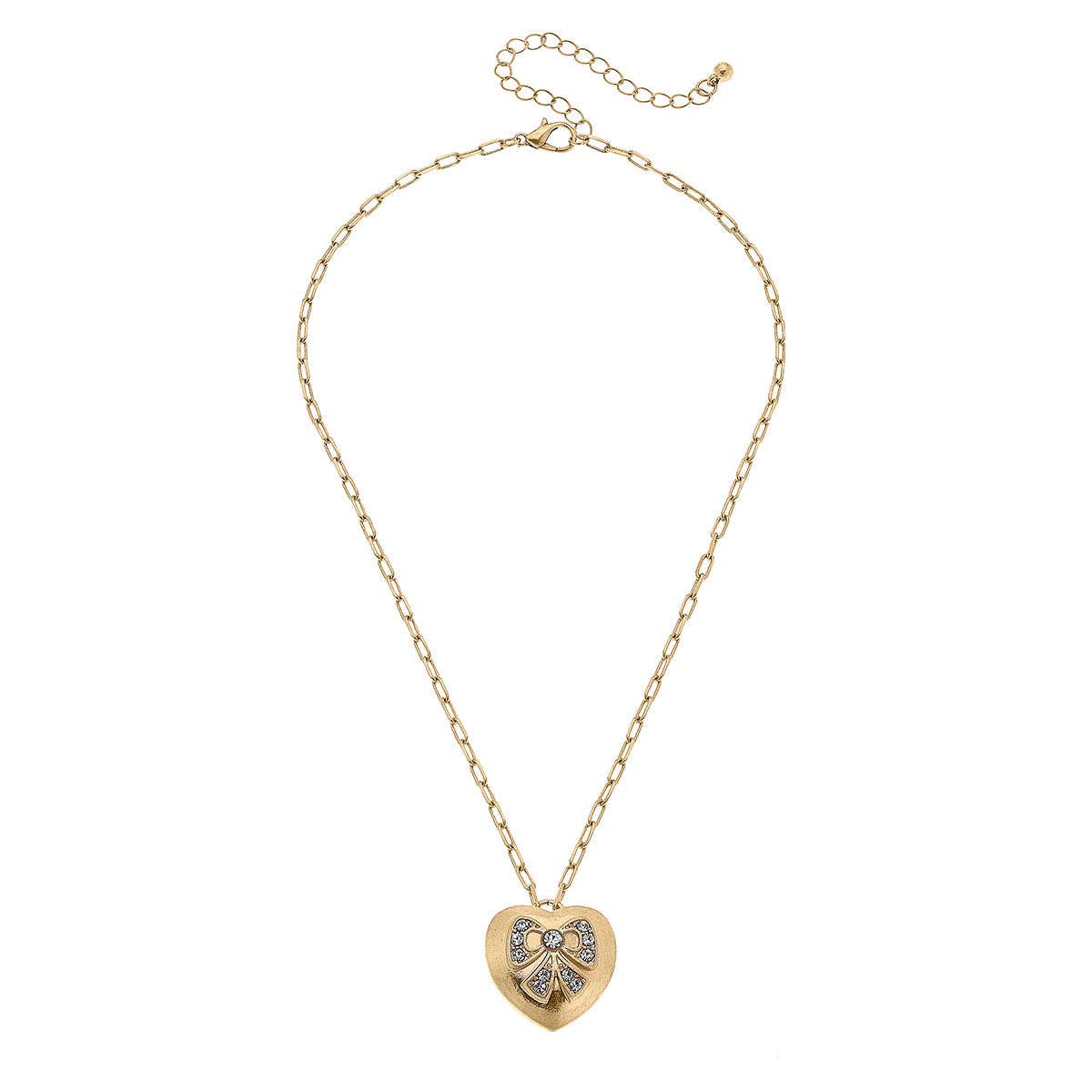 Blair Pavé Bow Heart Pendant Necklace in Gold