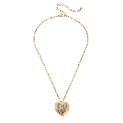 Blair Pavé Bow Heart Pendant Necklace in Gold