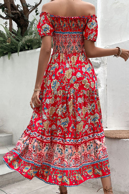 Fiesta Floral Off-Shoulder Smocked Midi Dress (Copy)