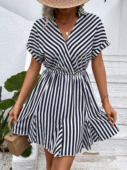 Highland Striped Johnny Collar Mini Dress (Copy)