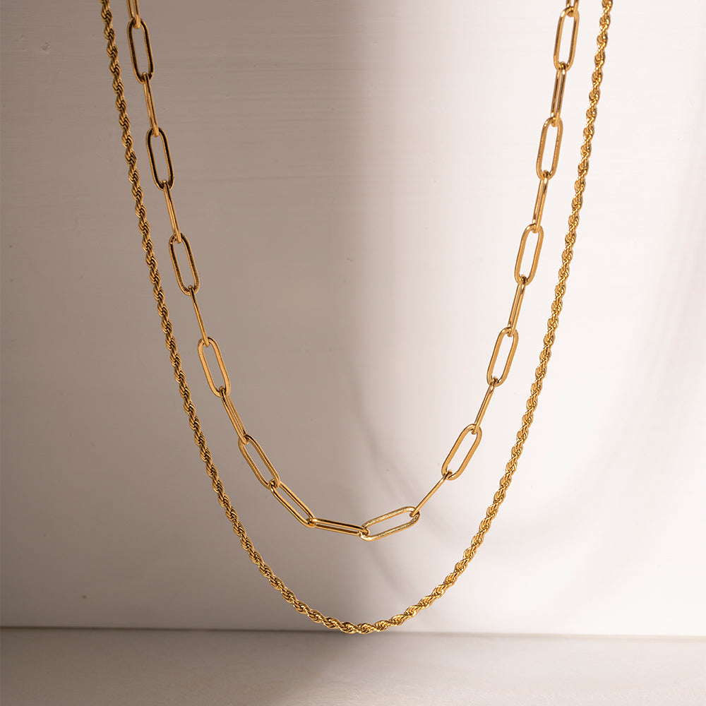 18K Gold-Plated Double Layered Necklace (Copy)