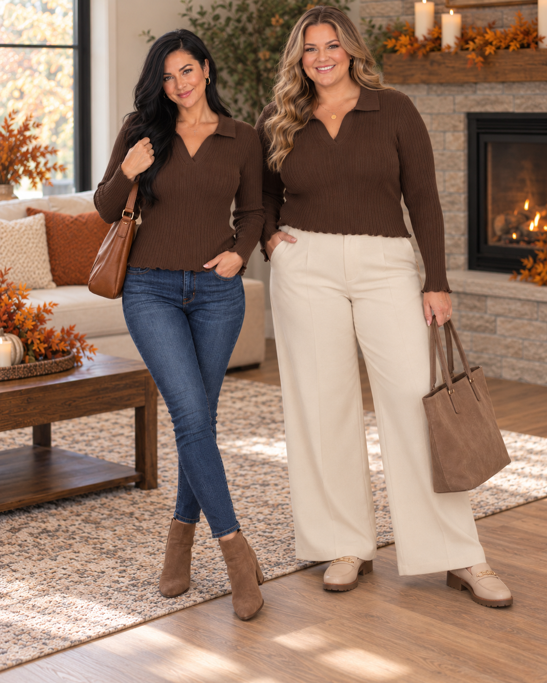 Melissa Ribbed Collared Sweater