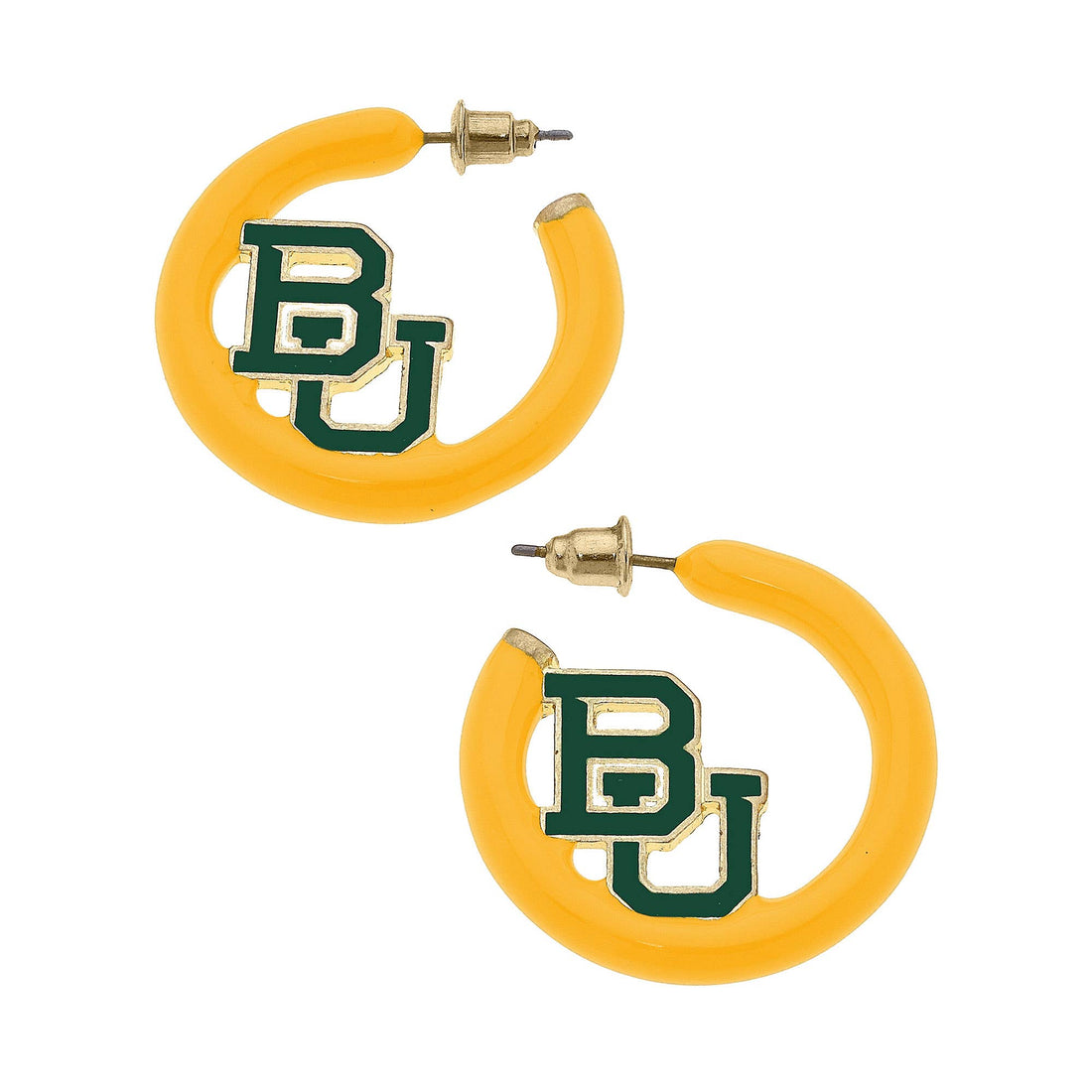 Baylor Bears Enamel Logo Earrings in Green/Gold
