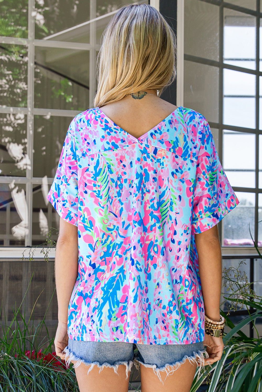 Trisha Printed V-Neck Tee Shirt (Copy)