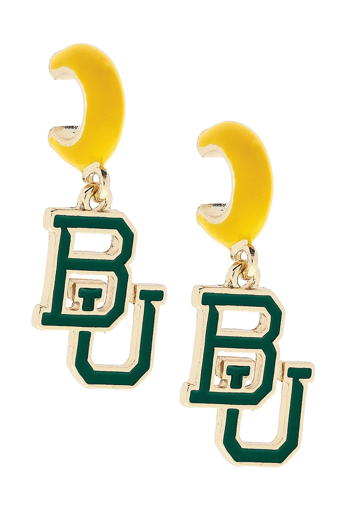Baylor Bears Enamel Logo Huggie Hoop Earrings in Gold