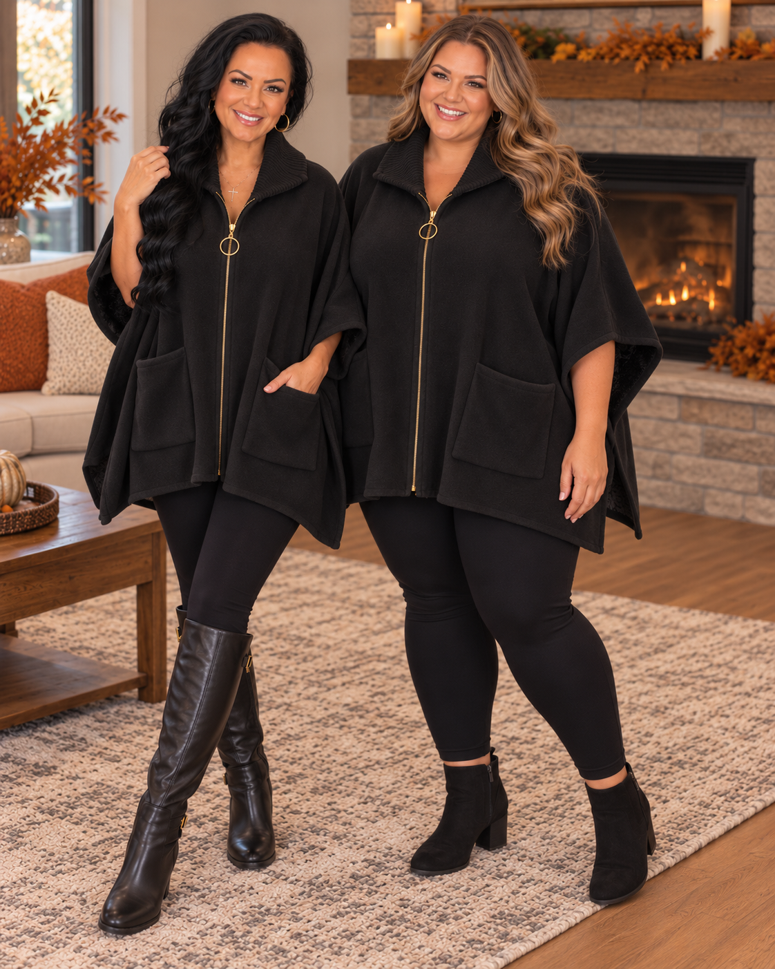 Whitney Zip Front Poncho Cardigan