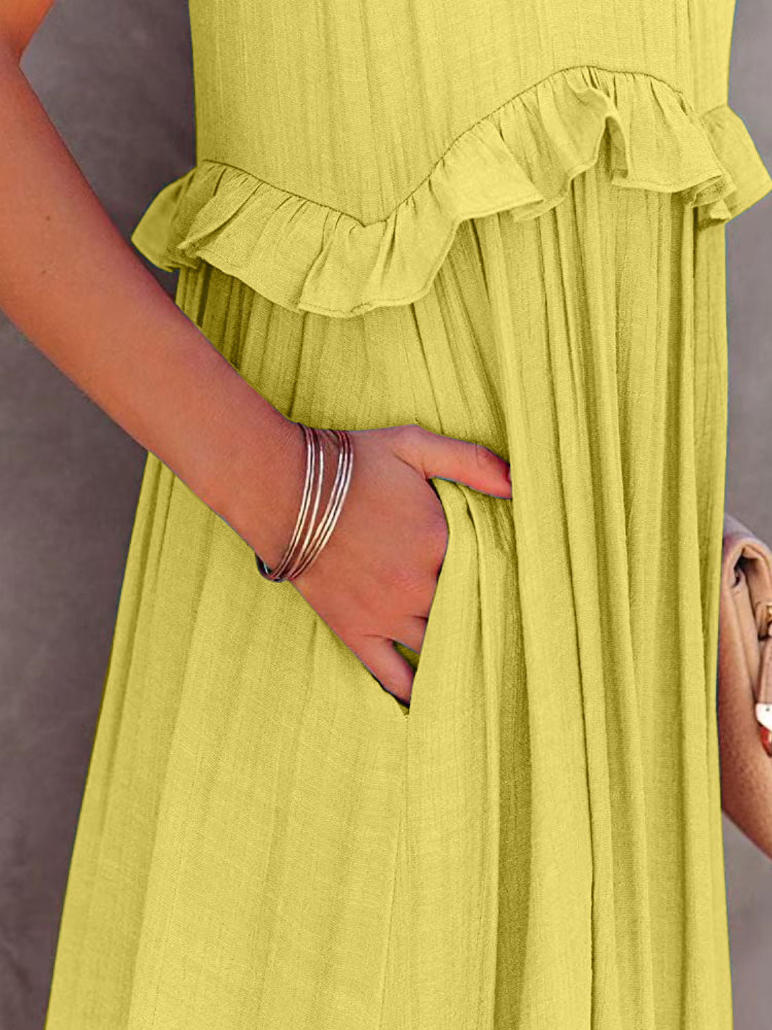 Ruffled Sleeveless Tiered Maxi Dress with Pockets (Copy)