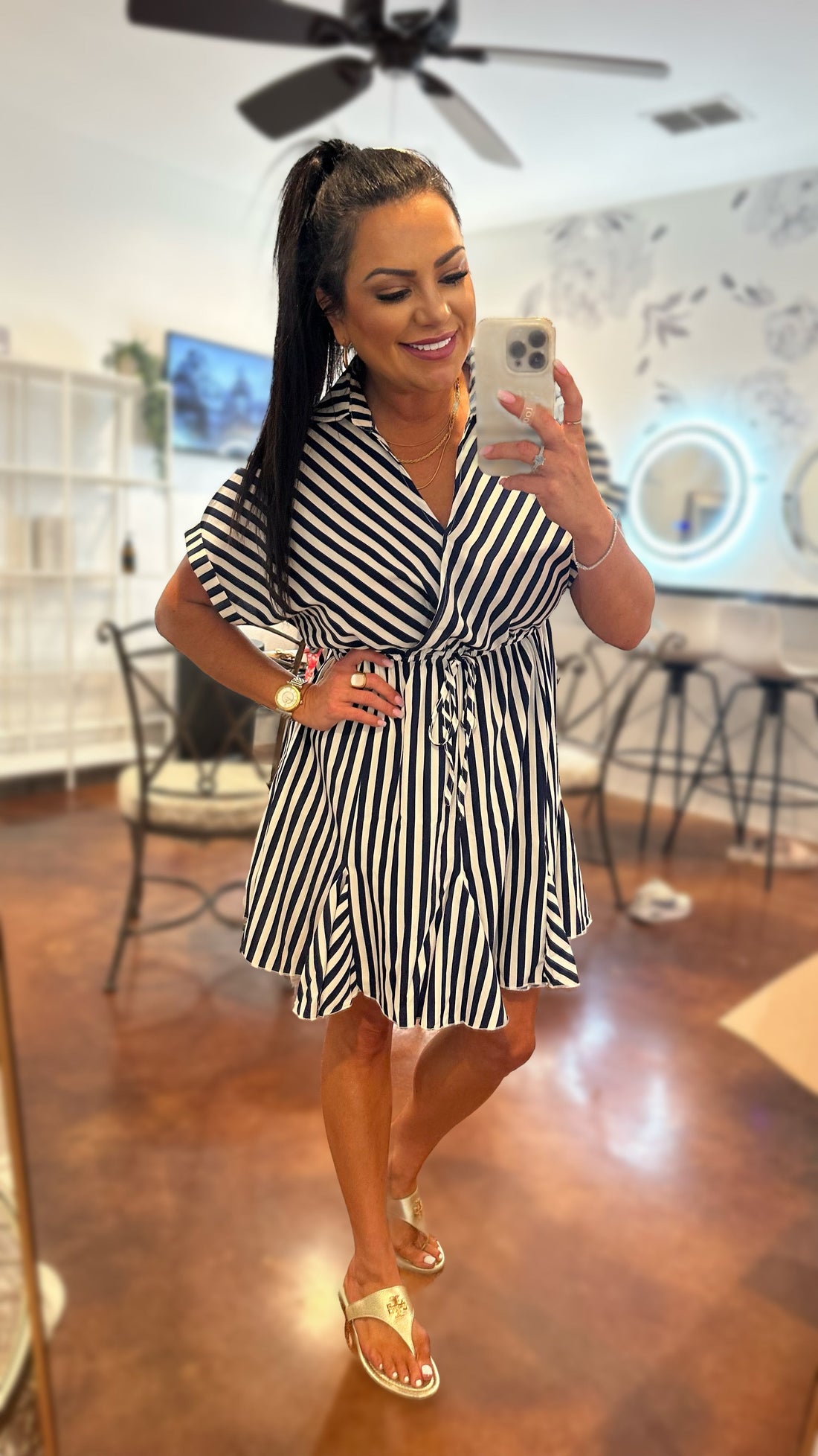Highland Striped Johnny Collar Mini Dress (Copy)