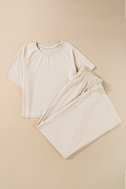 Jet Set Round Neck Short Sleeve Top and Pants Set