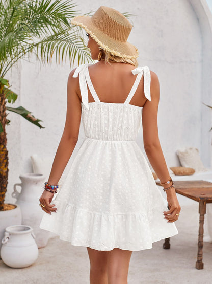 Angie Tied Ruffled V-Neck Sleeveless Mini Dress (Copy)
