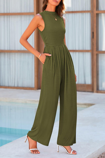 Grenada Mock Neck Sleeveless Wide Leg Jumpsuit (Copy)