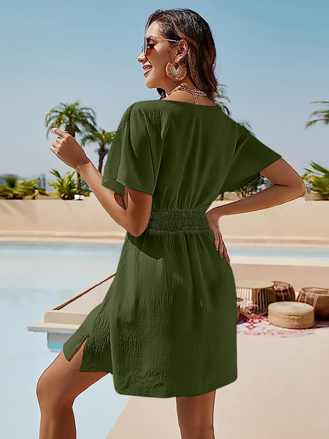 Fiji Smocked V-Neck Short Sleeve Dress (Copy)