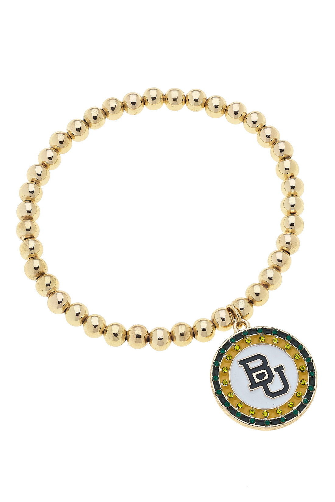 Baylor Bears Pave Disc Ball Bead Stretch Bracelet