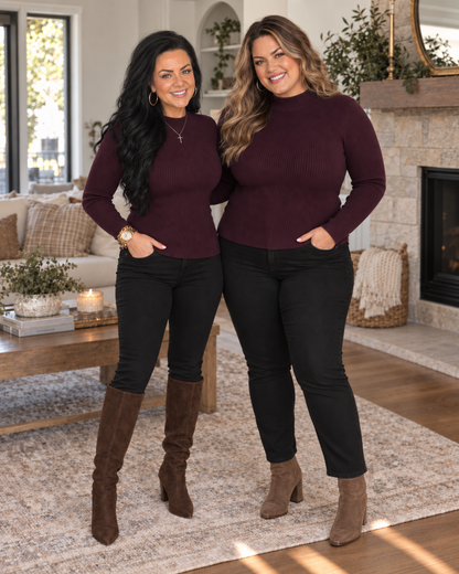 Rachel Ribbed Mock Neck Sweater