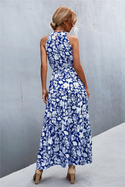 Logan Printed Sleeveless Tie Waist Maxi Dress (Copy)