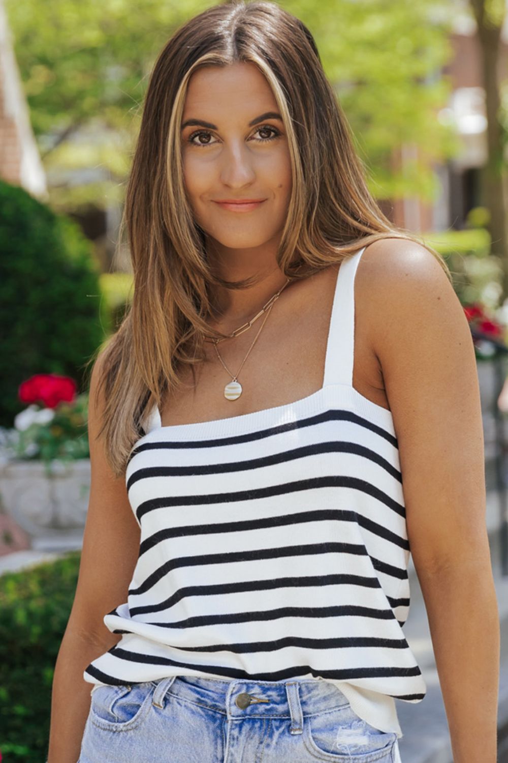 Cora Striped Straight Neck Cami (Copy)