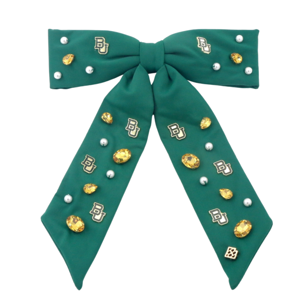 Green Baylor Bow  Barrette by Brianna Cannon