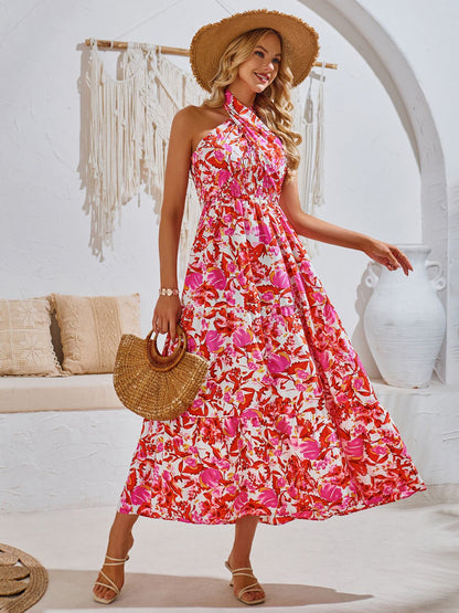Spain Smocked Printed Sleeveless Dress