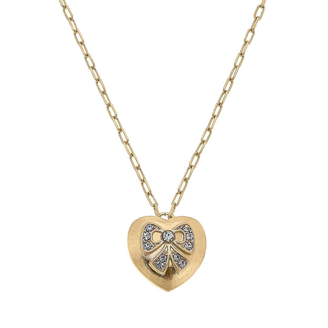 Blair Pavé Bow Heart Pendant Necklace in Gold