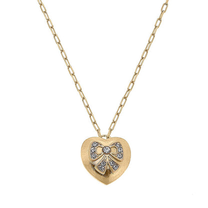Blair Pavé Bow Heart Pendant Necklace in Gold