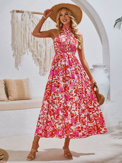 Spain Smocked Printed Sleeveless Dress