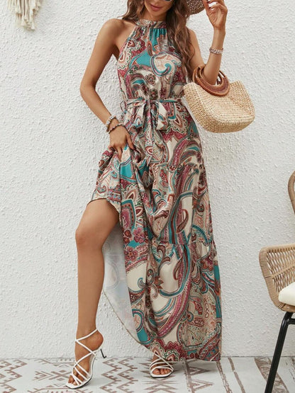 Bacha Tied Floral Sleeveless Dress (Copy)
