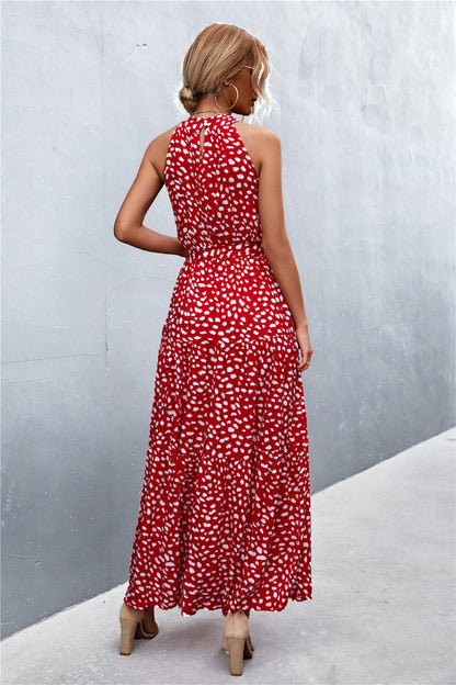 Logan Printed Sleeveless Tie Waist Maxi Dress (Copy)