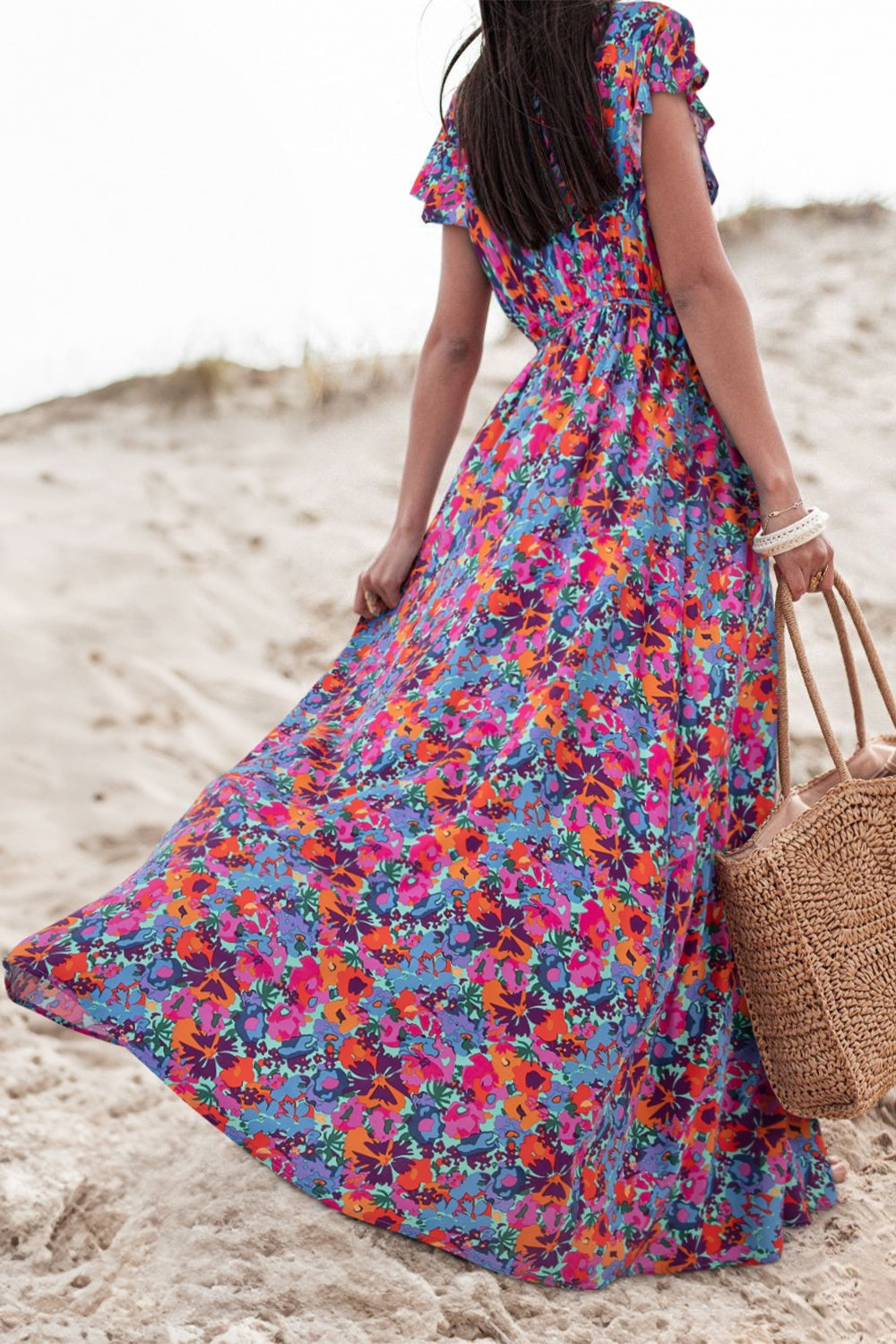 Barcelona Slit Printed Cap Sleeve Maxi Dress (Copy)