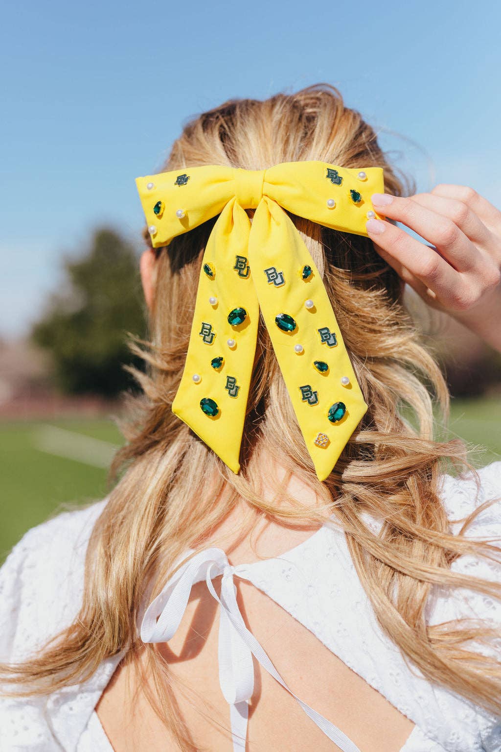 Yellow Baylor Bow  Barrette by Brianna Cannon