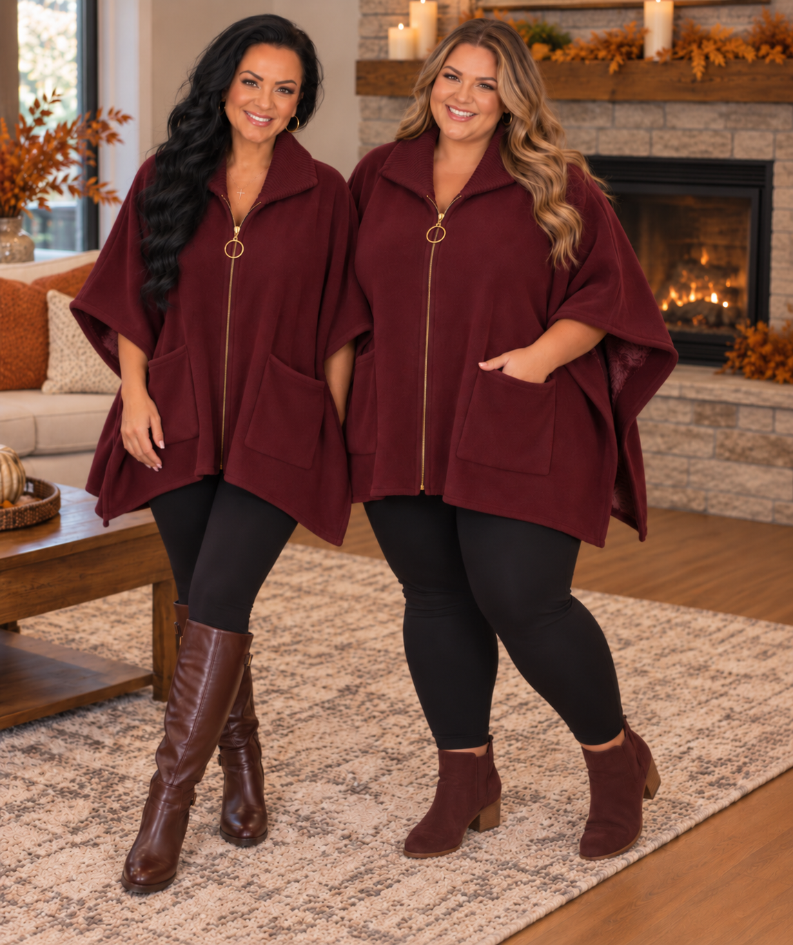 Whitney Zip Front Poncho Cardigan