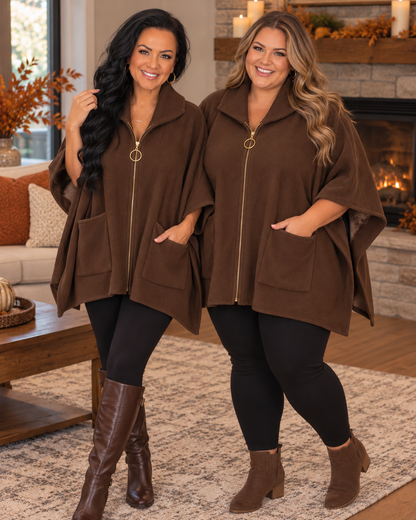 Whitney Zip Front Poncho Cardigan